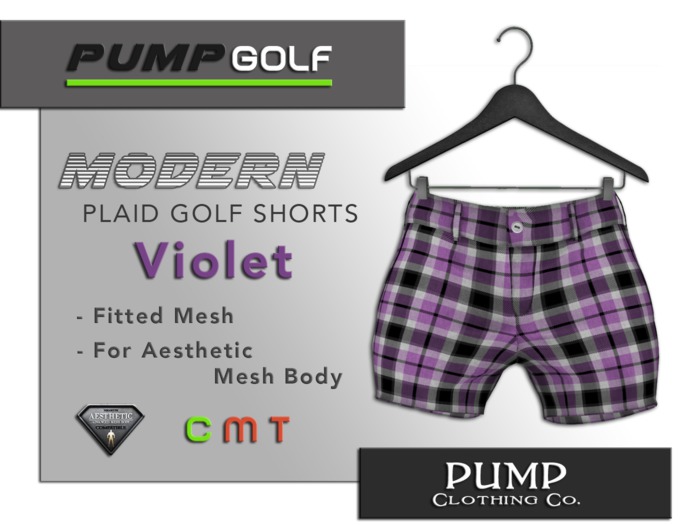 Violet Plaid Golf Shorts - Aesthetic