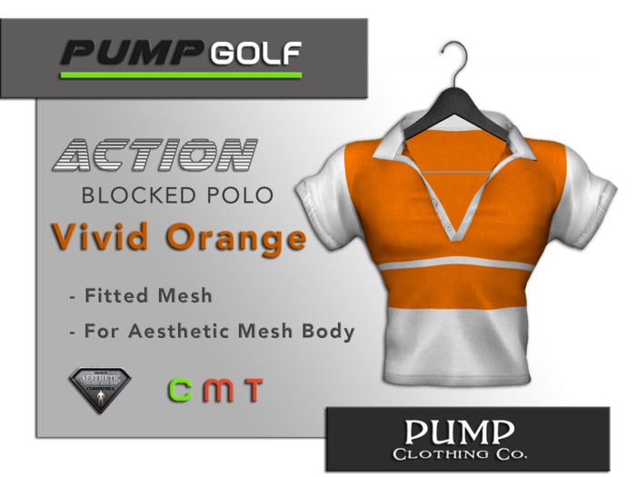 Vivid Orange Blocked Golf Polo - Aesthetic