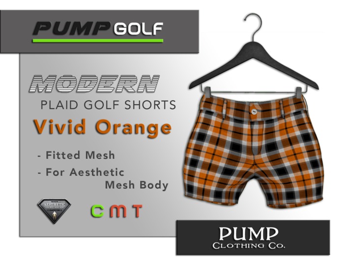 Vivid Orange Plaid Golf Shorts - Aesthetic