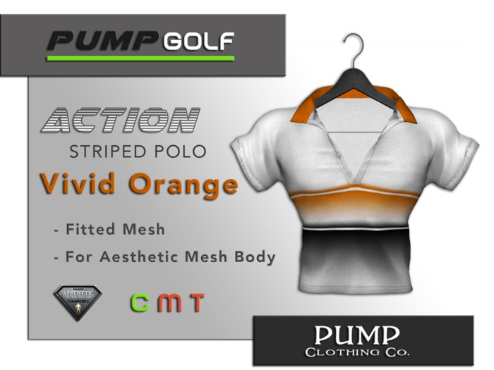 Vivid Orange Striped Golf Polo - Aesthetic
