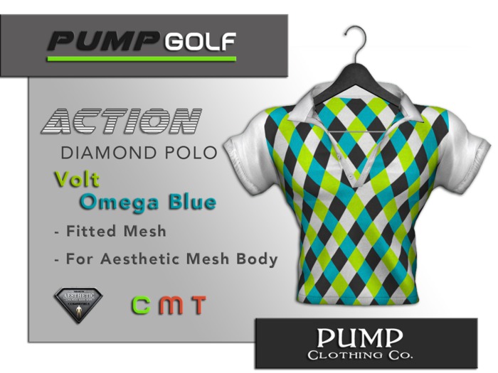 Volt and Omega Blue Diamond Golf Polo - Aesthetic
