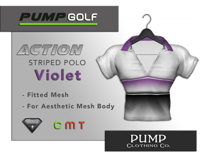 Violet Striped Golf Polo - Aesthetic