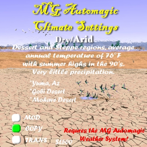 MG Automagic Climate Settings -Arid