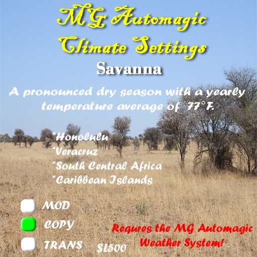 MG Automagic Climate Settings - Tropical Savanah