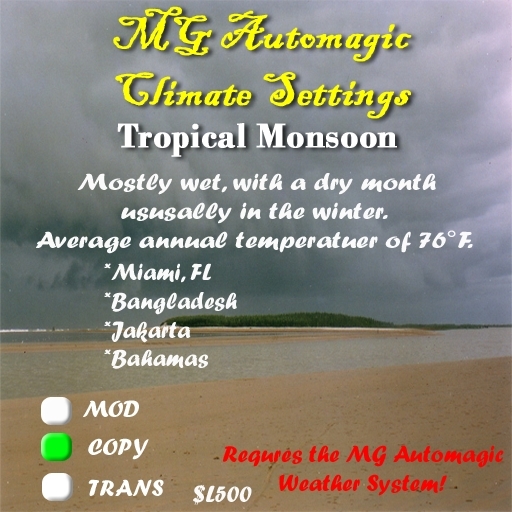MG Automagic Climate Settings - Tropical Monsoon