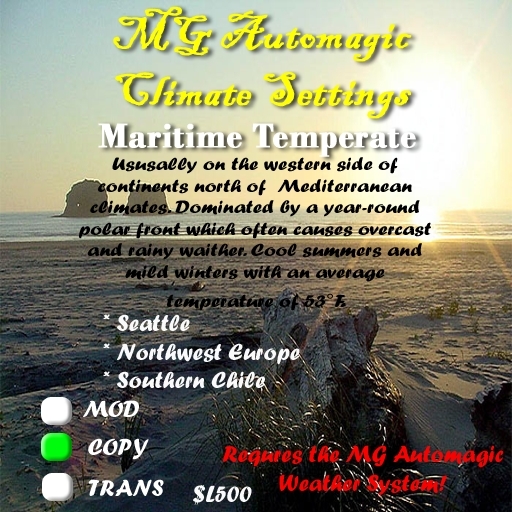 MG Automagic Climate Settings - Maritime Temperate