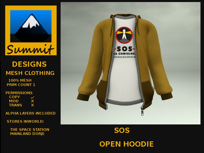 Summit SOS Open Hoodie [TWEENSTER,SMB,PUNK]