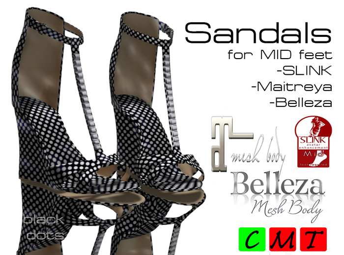 *Endless*Sandals Black dots  MID