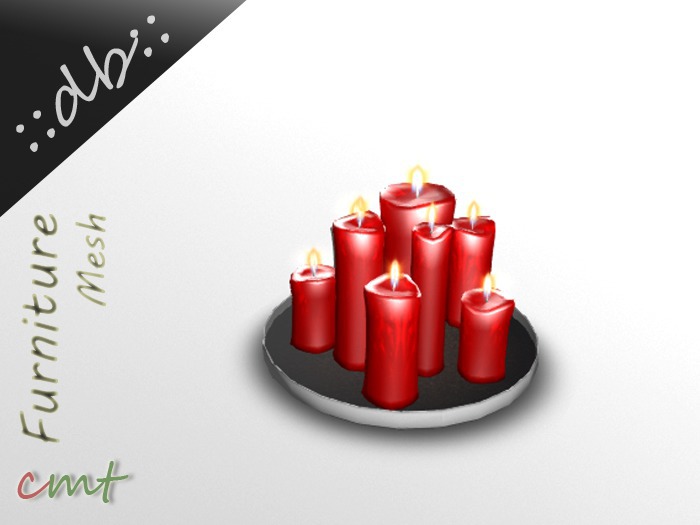 ::db:: White Plate with group of red flickering Candles