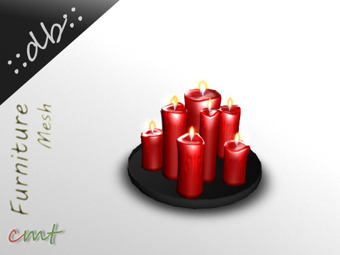 ::db:: Black Plate with group of red flickering Candles