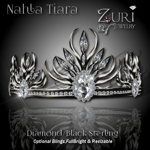 Zuri Rayna - Nahla Tiara - Diamond/Black Sterling