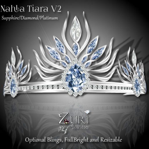 Zuri Rayna- Nahla Tiara V2 - Sapphire/Diamond/Plat