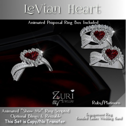 Zuri Rayna~LeVian Heart Wedding Rings Set - Ruby/Platinum Copy