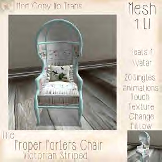 ~ASW~ The Proper Porters Chair~ Victorian Striped