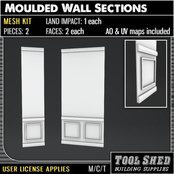 Second Life Marketplace - Tool Shed - Moulded Wall Section Mesh Kit