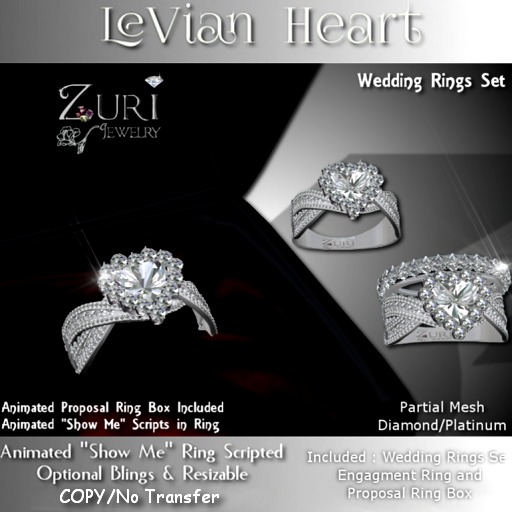 Zuri Rayna - LeVian Heart Wedding Rings Set - Diamond/Plat Copy