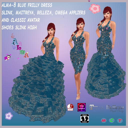 blue ruffles dress
