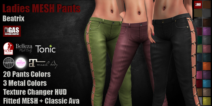 GAS [Ladies MESH Pants Beatrix - 20x3 Colors with HUD] Demo