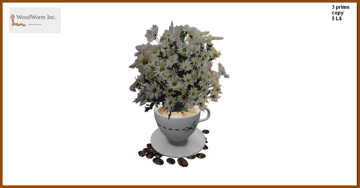 A cup of coffee with flowers and real Colombian coffee beans 