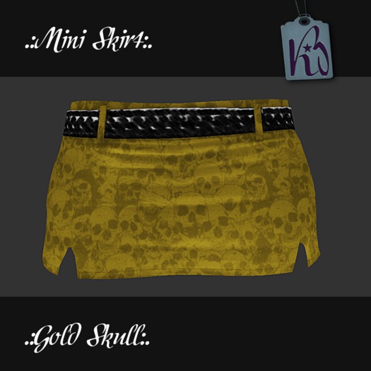 .:KB Mini Skirt Gold Skull:.