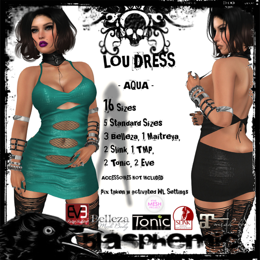 BLASPHEMIC - LOU DRESS - AQUA (boxed)