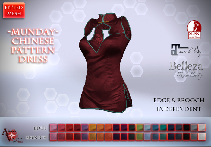 Absolut Vendetta -@Munday Chinese PATTERN*MAROON