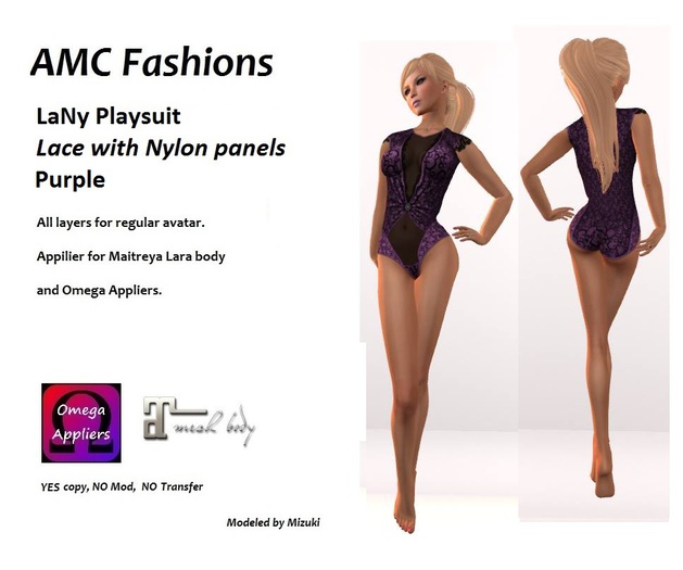 AMC LaNy Bodysuit Lace and Nylon Purple