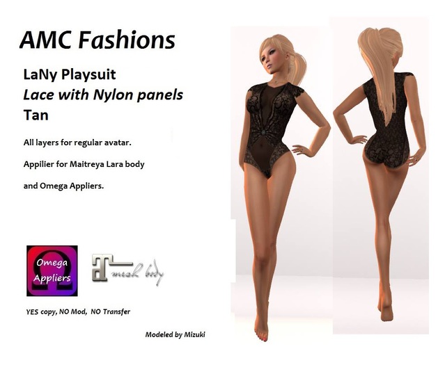 AMC LaNy Bodysuit Lace and Nylon Tan