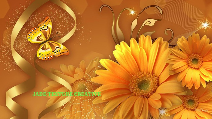 Texture Wall Oriental Flower Gold Classic