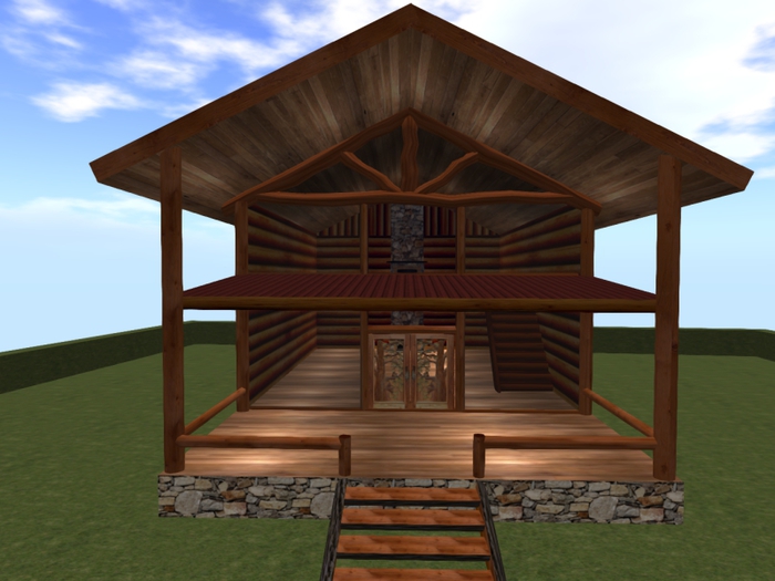 LOG CABIN 1 - 62 PRIMS W/DOORS - RED ROOF