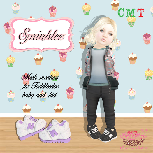 .Cupcake Cutiez. Sprinklez White/Purple