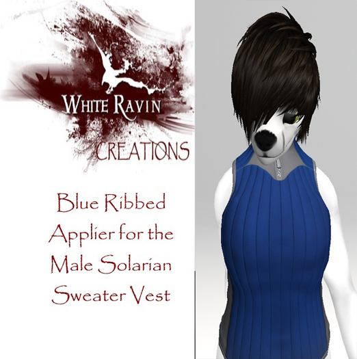 White Ravin Creations - Blue Ribbed Males Sweater Vest[boxed]