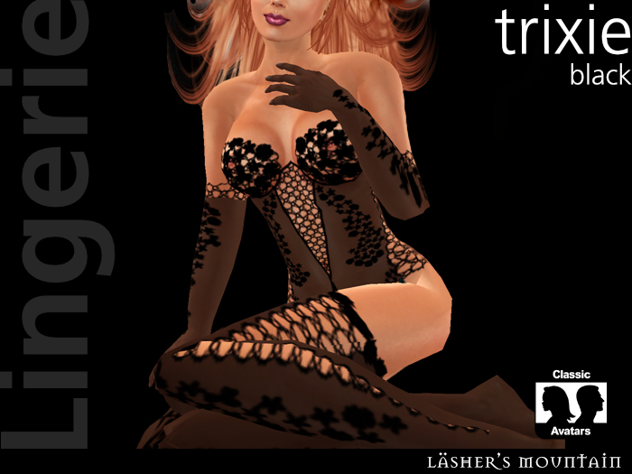 Trixy Black - atado conjunto de lingerie espartilho - revender