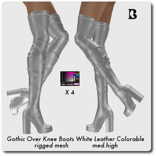 Blackburns Gothic M-High R-Mesh Over Knee Boots White