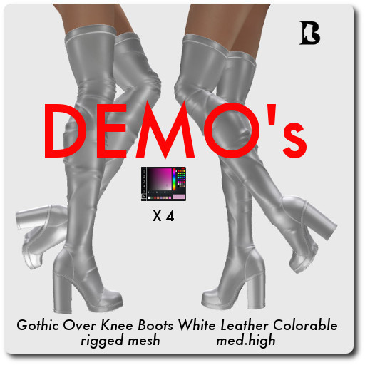 Blackburns Gothic M-High R-Mesh Over Knee Boots White DEMO