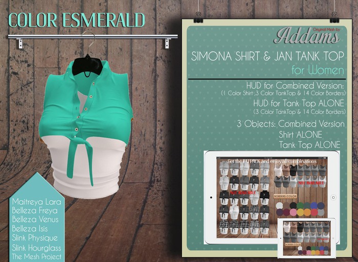 Addams // Jan TankTop & Simona Shirt // Esmerald