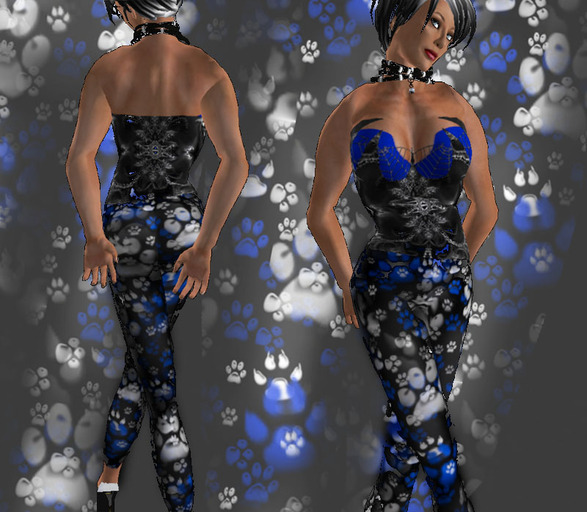 Classy Pawprint Outfit Neko bleu