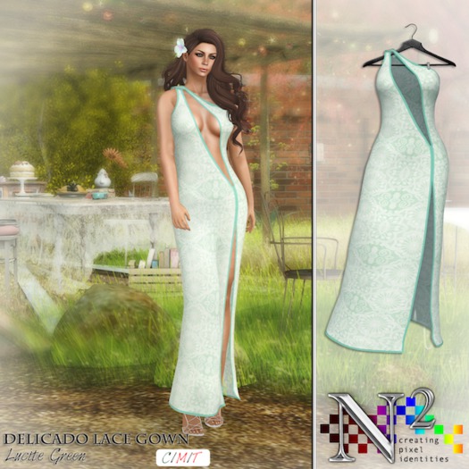 ::N2:: Delicado Lace Gown Lucite Green