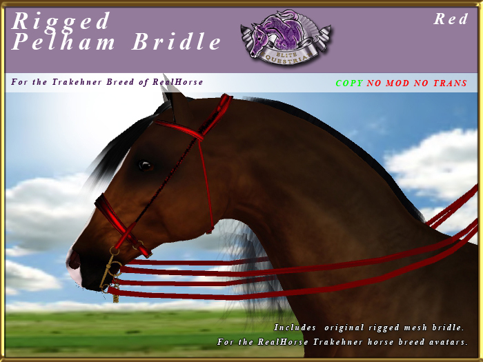 *E* Rigged Pelham Bridle  [BOXED] RH Trakehner Red