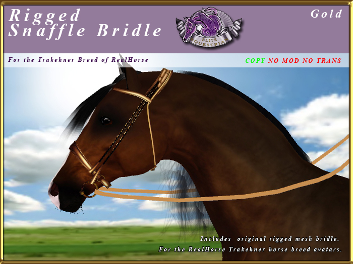 *E* Rigged Snaffle Bridle  [BOXED] RH Trakehner Gold