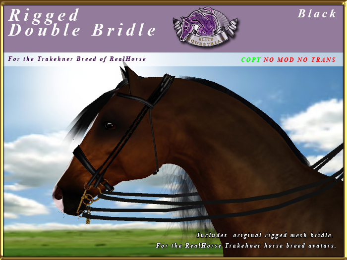 *E* Rigged Double Bridle  [BOXED] RH Trakehner Black