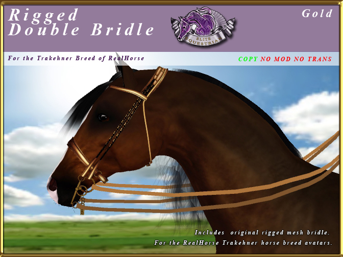 *E* Rigged Double Bridle  [BOXED] RH Trakehner Gold