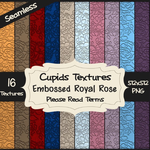 *Cupids Textures * 16 EMBOSSED ROYAL ROSE