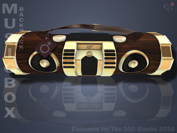 #187# MusicBox Backpack Gold Wood Male BOX (Add Me)