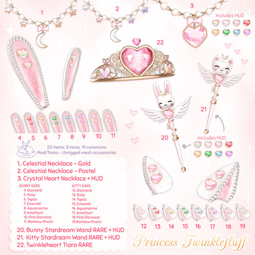 CJ's Gacha Store +Half-Deer+ Princess Twinklefluff - Bunny Ears - Emerald
