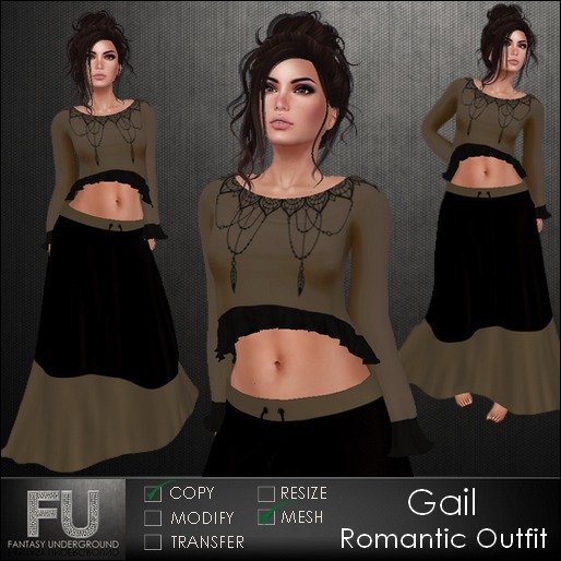 Gail Romantic Outfit * Mesh Skirt & Ruffle Blouse