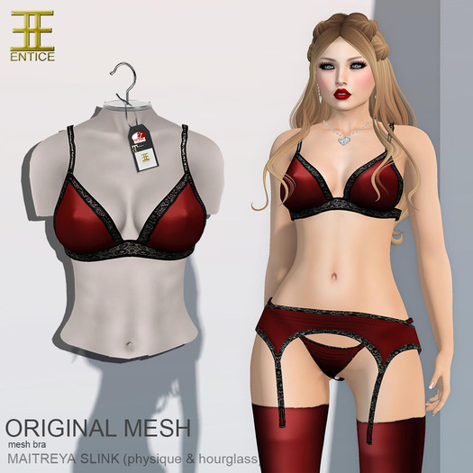 Entice - French Kiss Lingerie (Solids) - Set - Red
