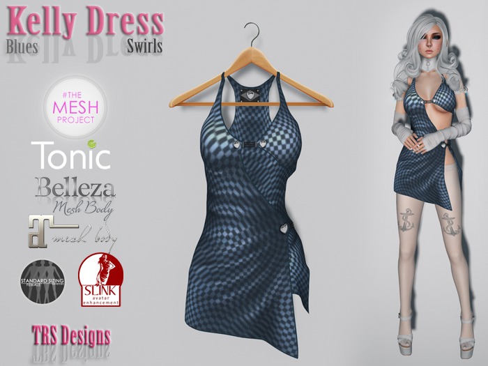 Kelly Dress Blue Swirls