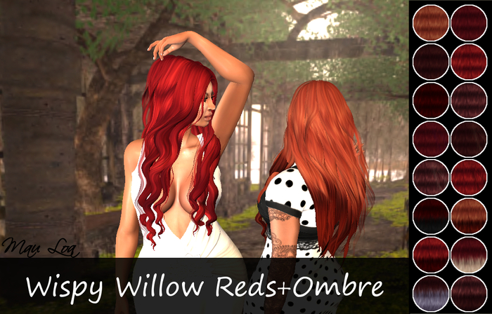 .Mau Loa. Wispy Willow Long Rigged Mesh Hair Reds+Ombre