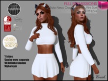 Full Perm Polo Neck Crop Top With Mini Skirt Classic - Slink Physique, Hourglass, Maitreya, Belleza